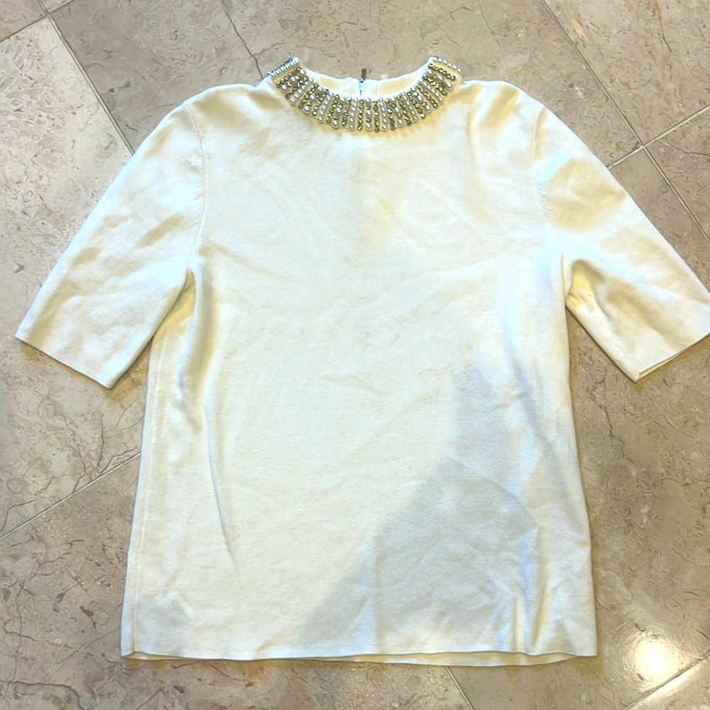 Talbots knit top in mint condition. Back zipper. Off white💖